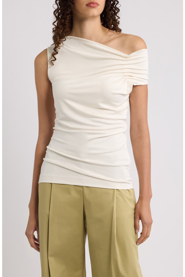 Ejoia Ruched Asymmetric Top, Main, color, SOFT CREAM
