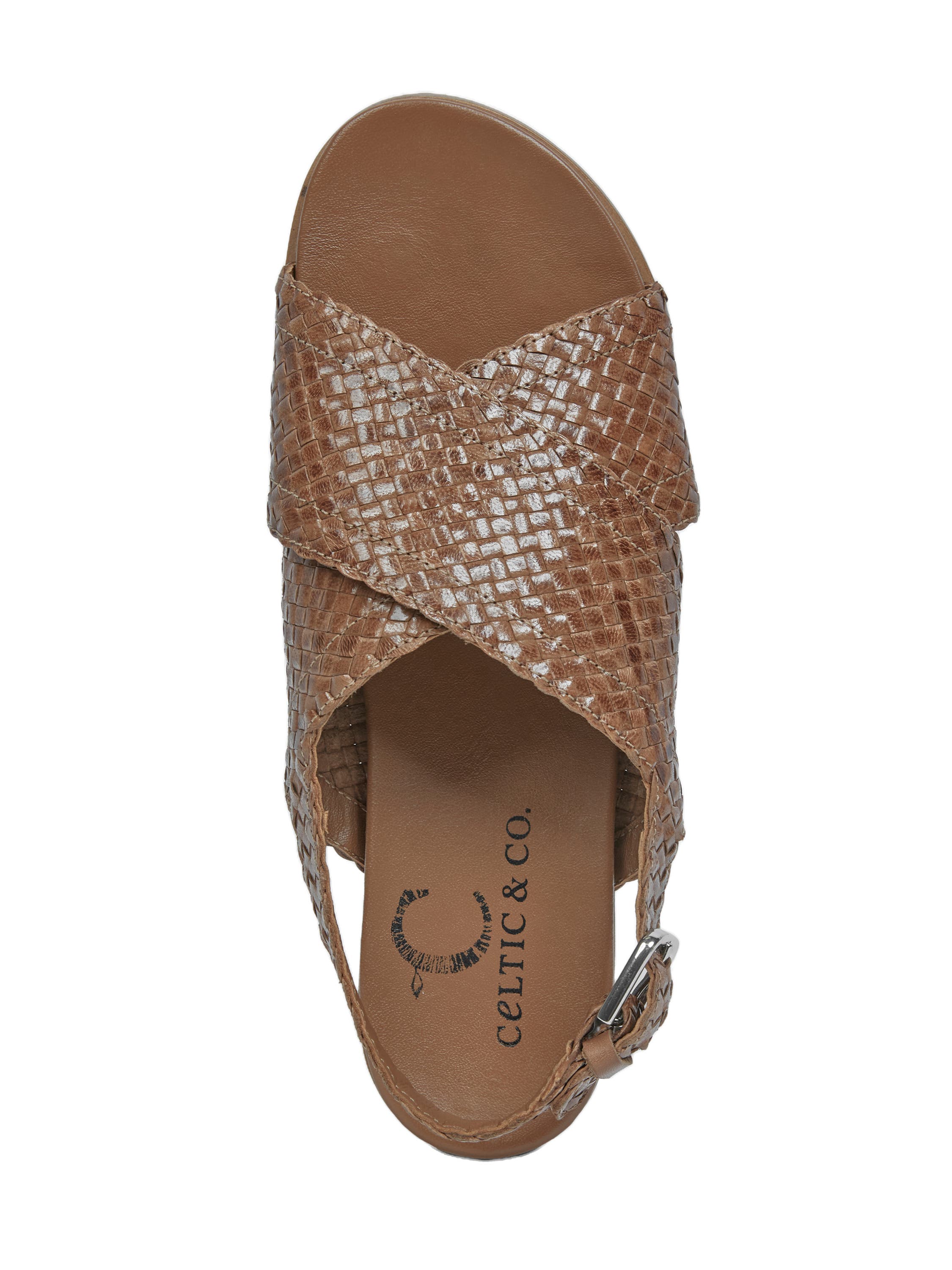 Celtic & Co. Leather Woven Crossover Sandal, Alternate, color, Brown