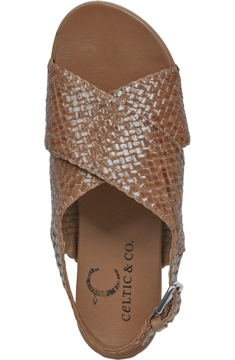 Celtic & Co. Leather Woven Crossover Sandal, Alternate, color, Brown