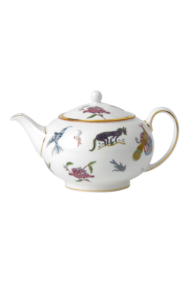 Mythical Creatures Bone China Teapot, Main, color, WHITE