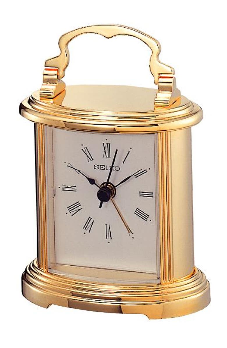 Seiko Peyton Gold-Tone Carriage Alarm Clock, Main, color, Gold
