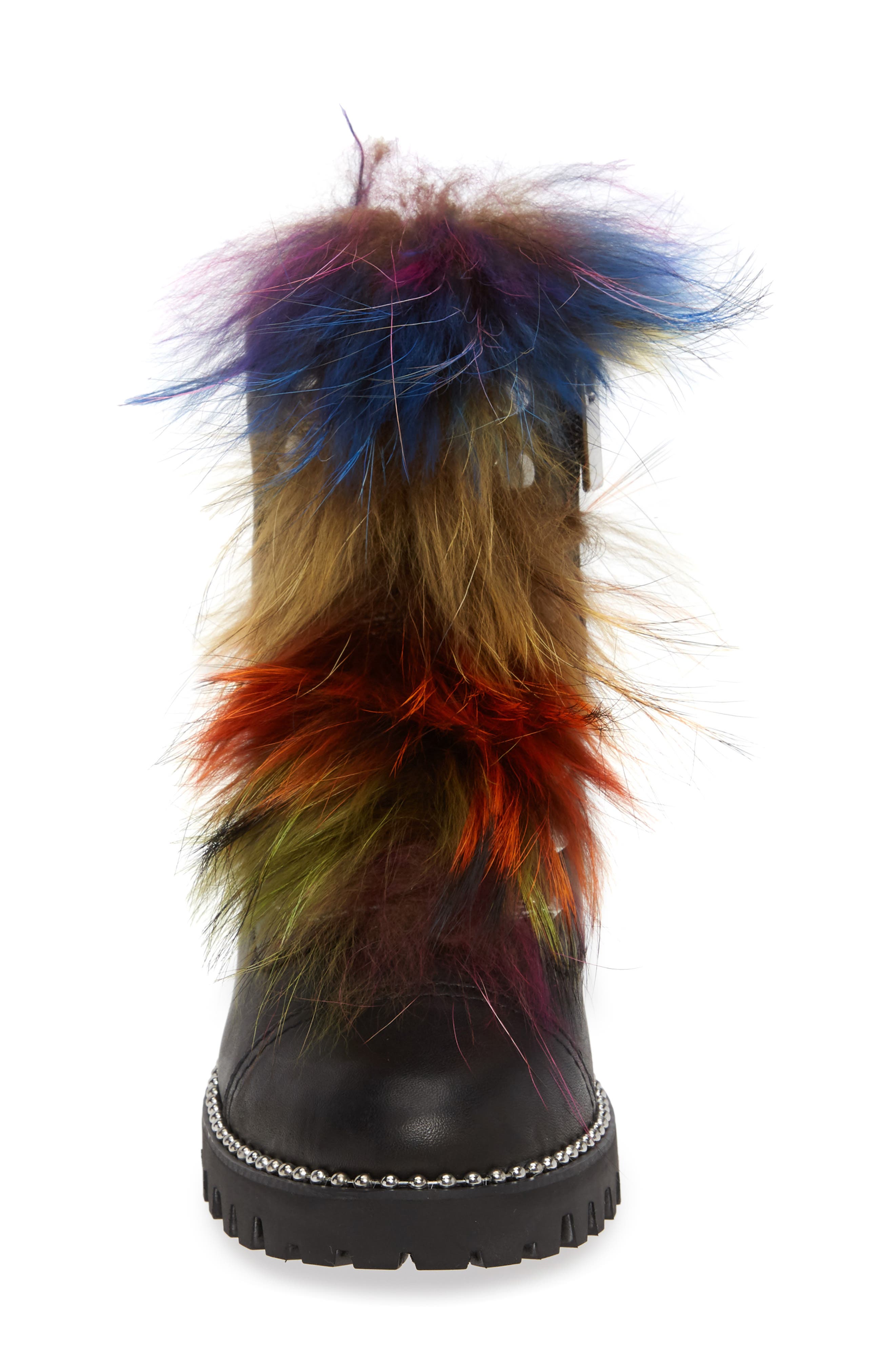 Trekker Boot with Genuine Shearling Trim, Alternate, color, BLACK LEATHER