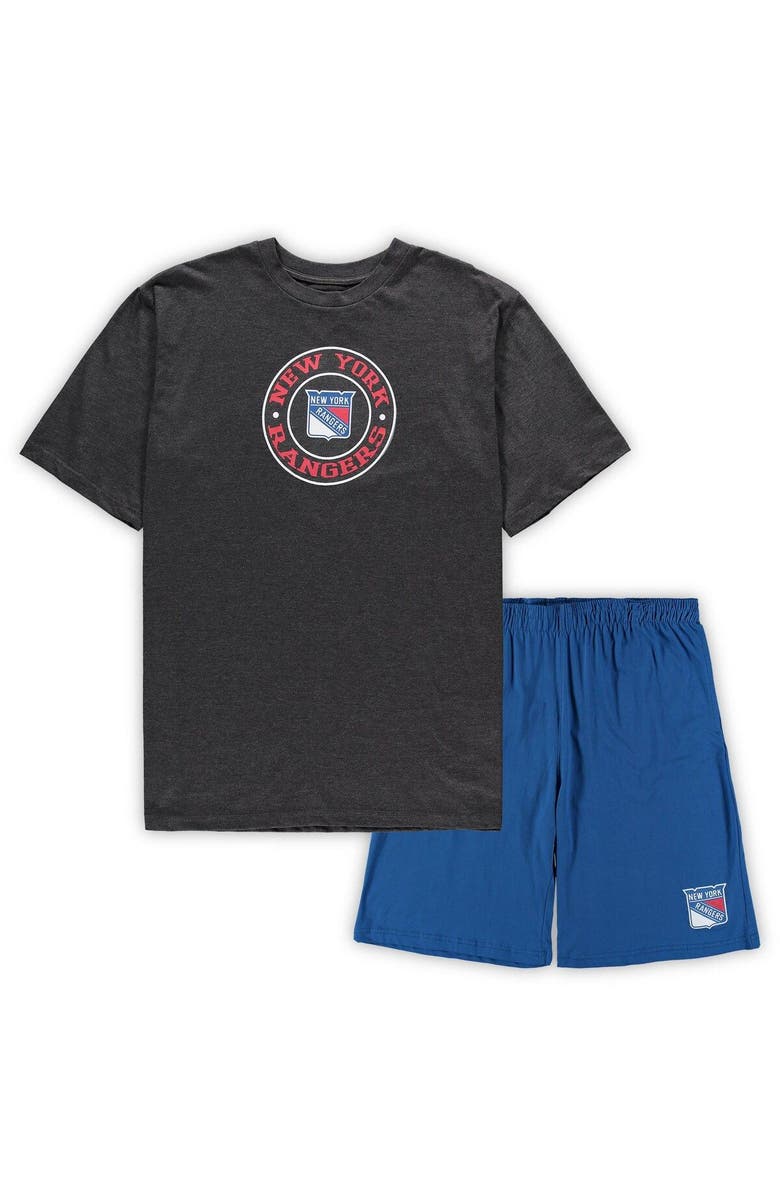 CONCEPTS SPORT Men's Concepts Sport Blue/Heathered Charcoal New York Rangers Big & Tall T-Shirt & Shorts Sleep Set, Main, color, Blue