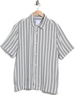 DENIM AND FLOWER Stripe Short Sleeve Button-Up Shirt