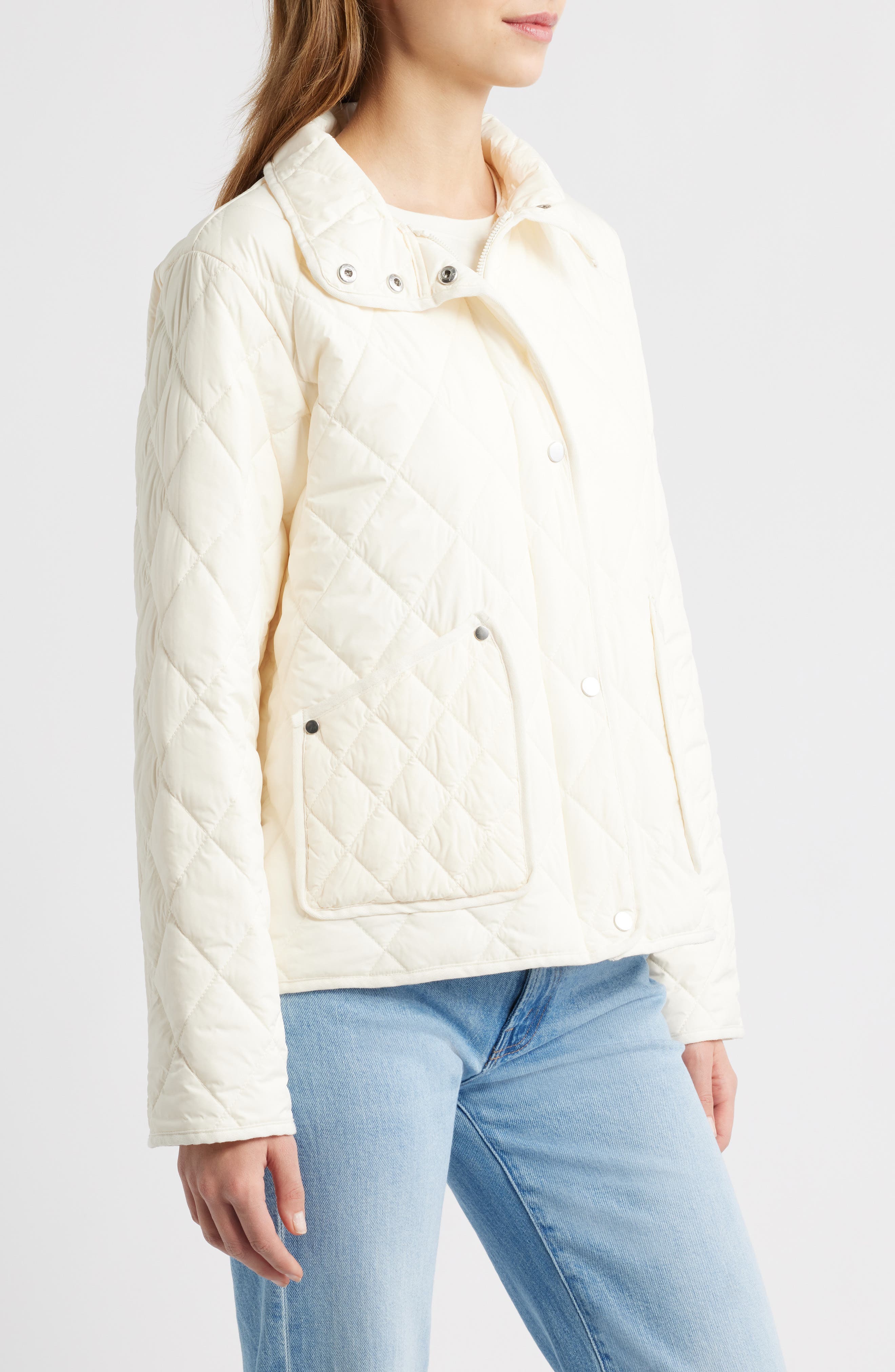 Bernardo Diamond Quilted Jacket with Removable Hood (Women) | Nordstrom