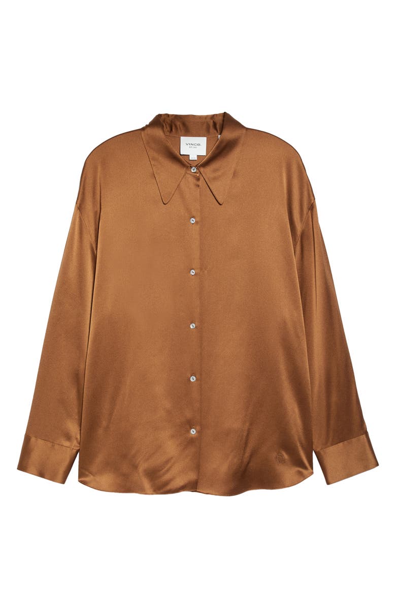 Vince Shaped Collar Silk Button-Up Blouse, Alternate, color, 