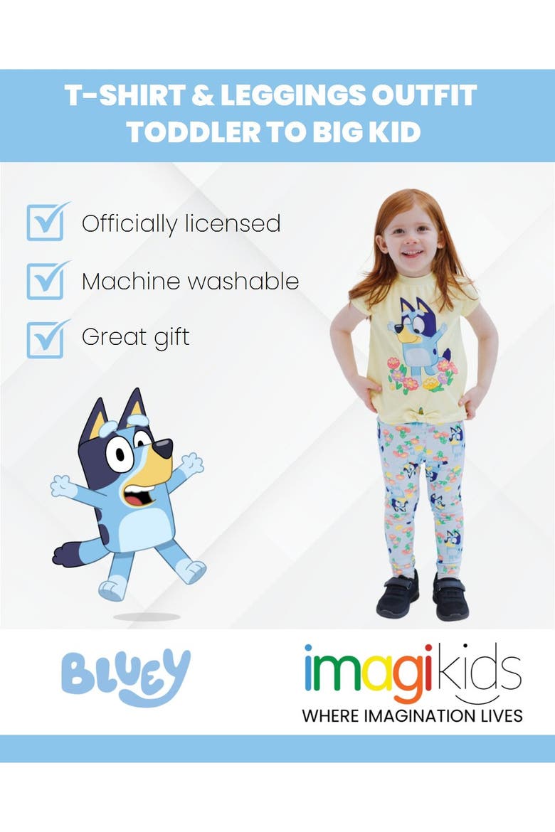 2-Piece Tee and Leggings Set, Alternate, color, Bluey Yellow Sky Blue