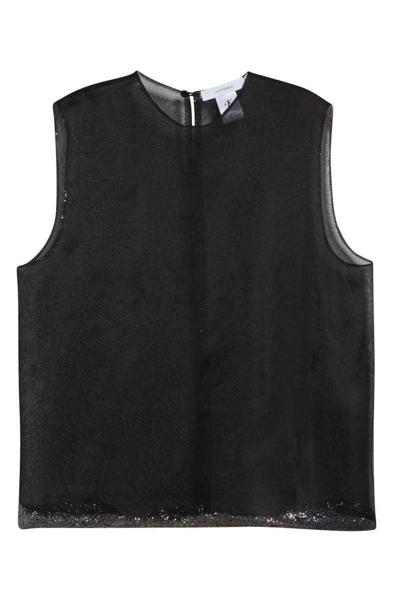 JULIE KEGELS Glitter Edge Silk Organza Top, Main, color, Black