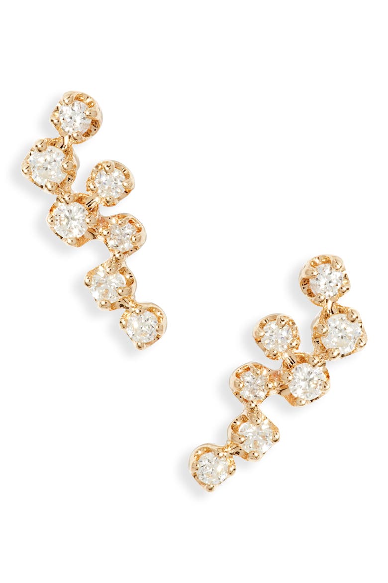Diamond Cluster Stud Earrings, Main, color, YELLOW GOLD