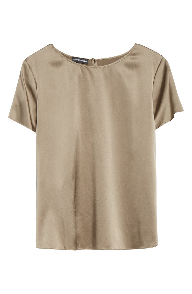 Emporio Armani Stretch Silk Satin Top, Alternate, color, Sand