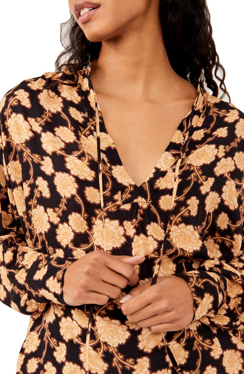 Free People Mia Floral Print Tie Neck Tunic Top, Alternate, color,