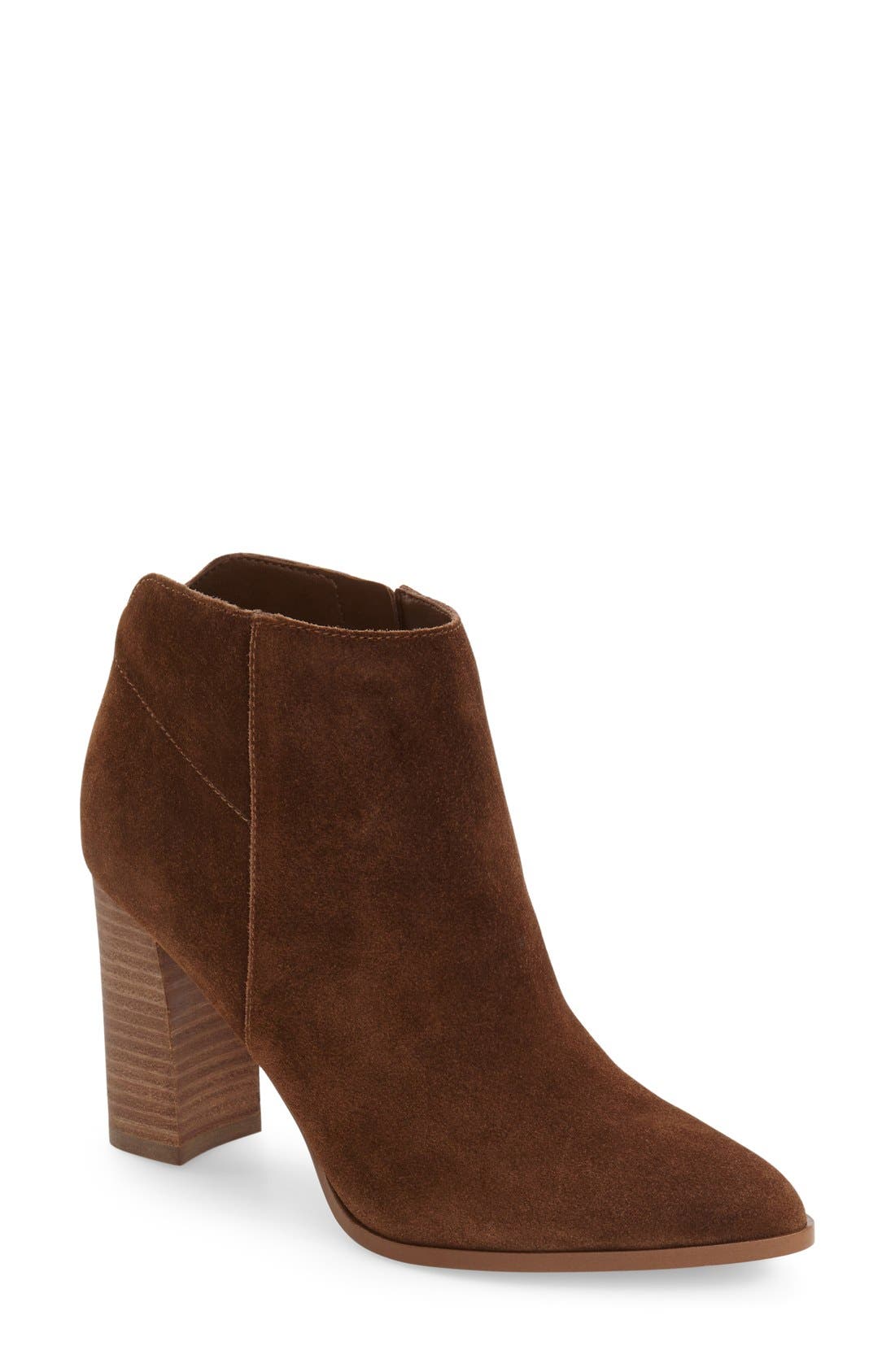 'Carver' Pointy Toe Bootie, Main, color, LIGHT BROWN SUEDE