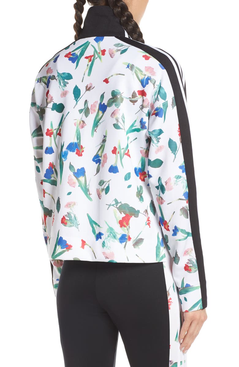 adidas Originals Floral Print Crop Track Jacket, Alternate, color, 
