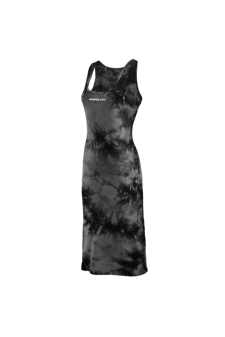 Women's WEAR by Erin Andrews Black Kansas City Chiefs Tie-Dye Tank Top Dress, Alternate, color, Black