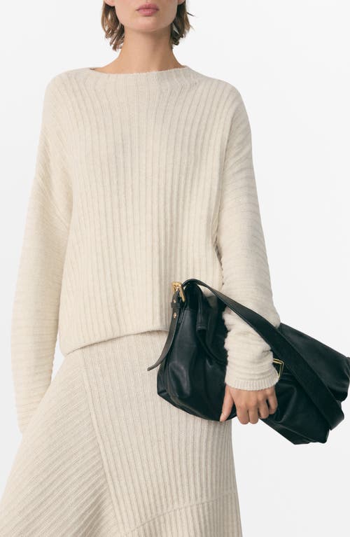 Shop Mango Oversize Rib Sweater In Ecru