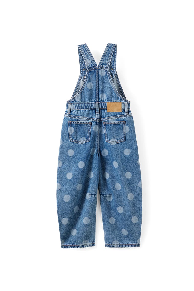 Kid's Barrel Leg Denim Overall, Alternate, color, Blue Haven Mid Blue Spots