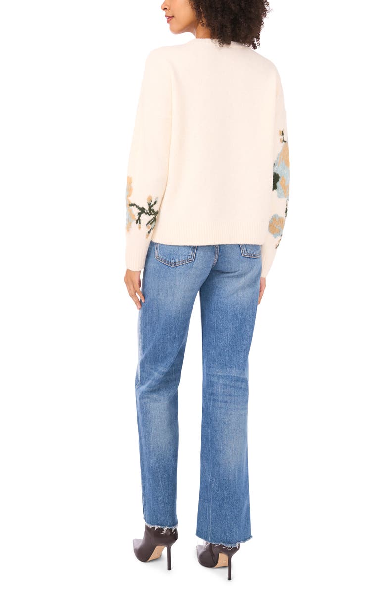 Ted Baker Flower Crewneck Sweater, Alternate, color, Vanilla Ice/ Cool Mint