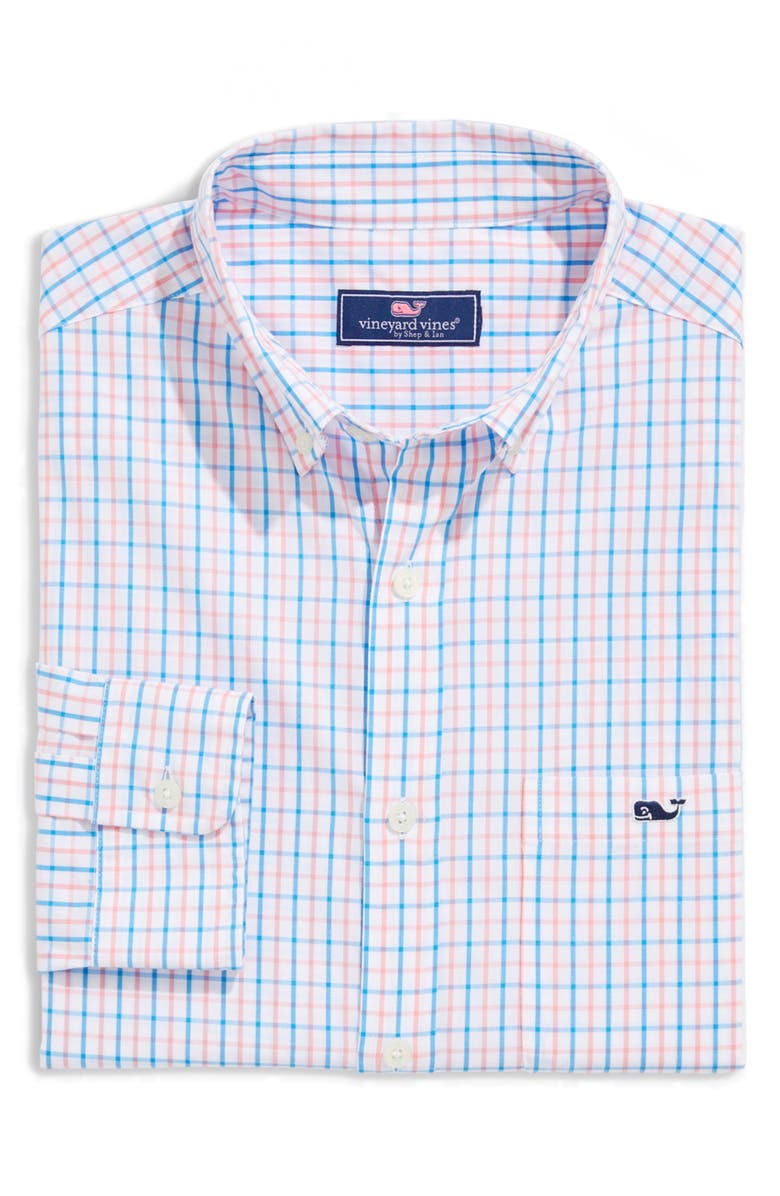 vineyard vines Classic Fit Gingham Cotton Button-Down Shirt, Alternate, color, Cayman Plaid
