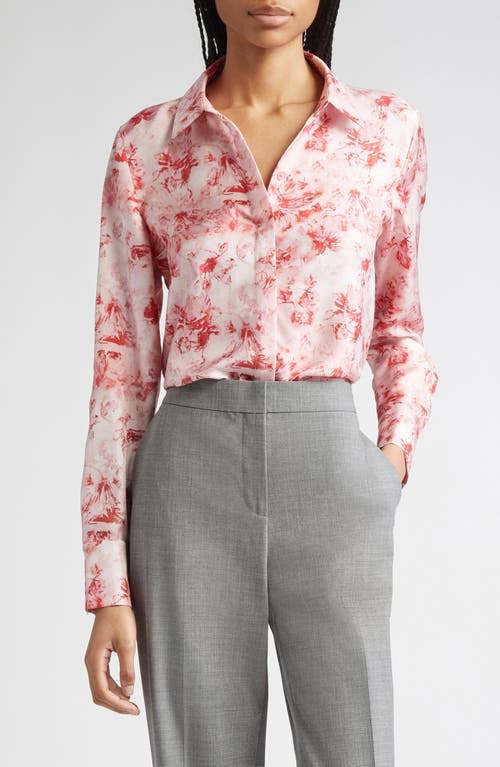 Lafayette 148 New York Scottie Floral Silk Georgette Button-up Shirt