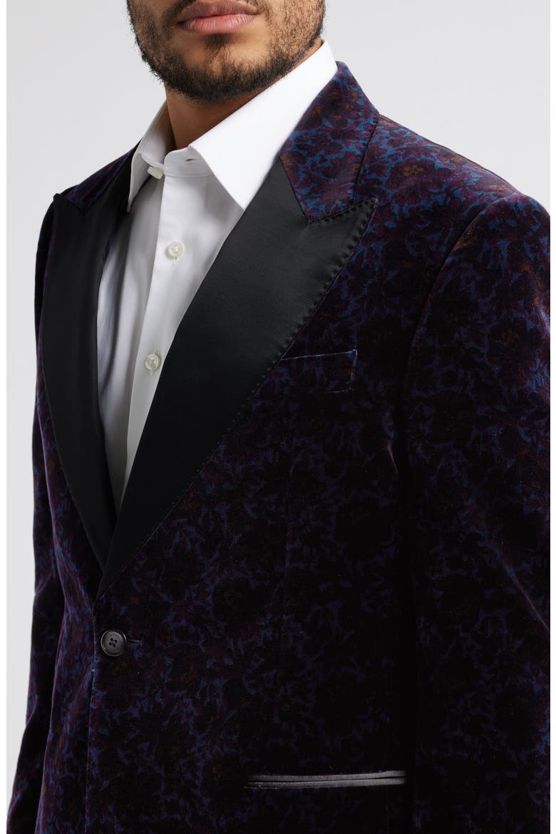 Broadway Floral Velvet Dinner Jacket, Alternate, color, NAVY