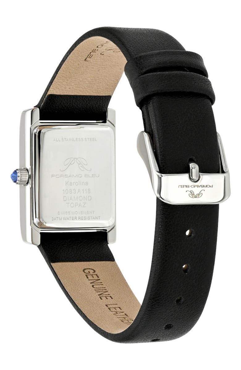 PORSAMO BLEU Karolina Diamond Leather Strap Watch, 21.5mm x 30mm - 0.06 ct., Alternate, color, Black