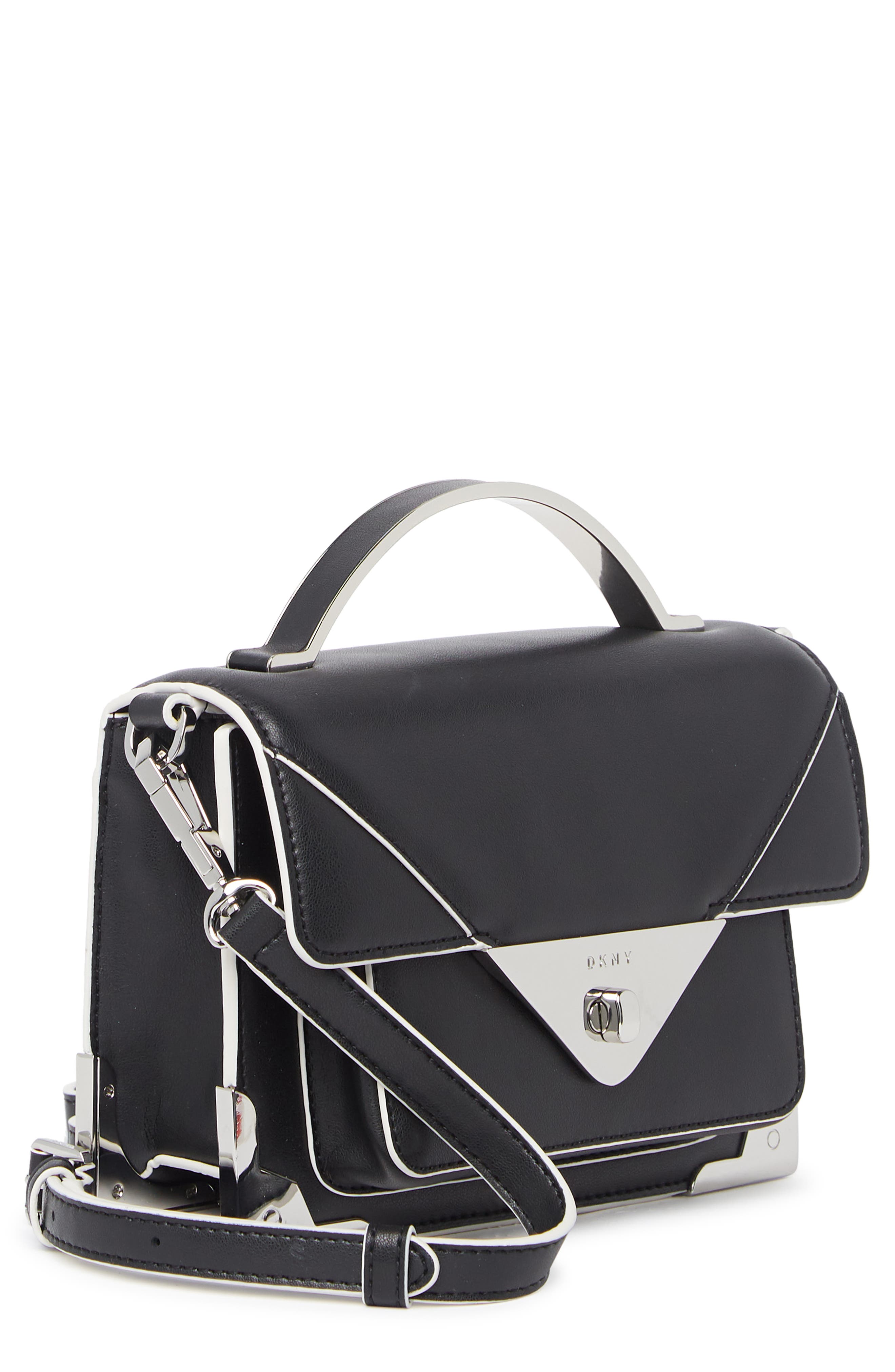 DKNY Jaxone Leather Small Flap Crossbody Bag, Alternate, color, 