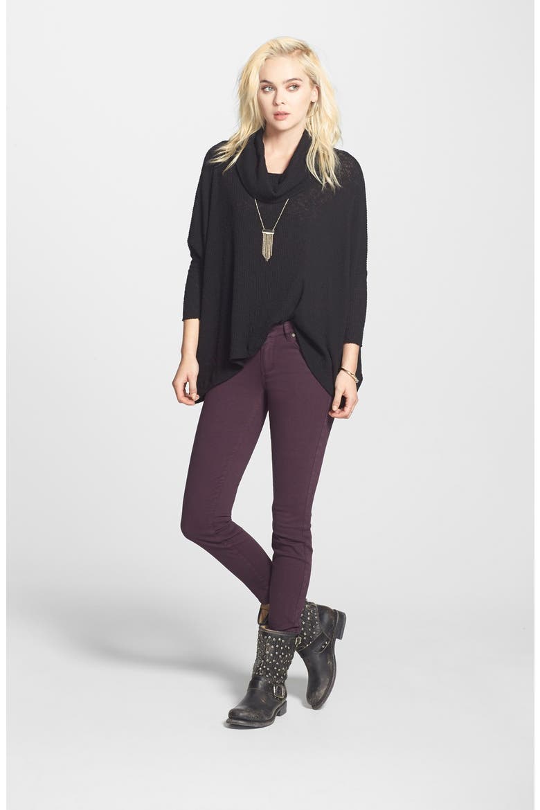 'World Traveler' Cowl Neck Pullover, Alternate, color, BLACK