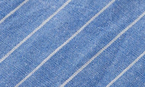 Scotch & Soda Noa High Waist Wide Leg Cotton & Linen Cargo Pants In Blue And White Pin Stripe
