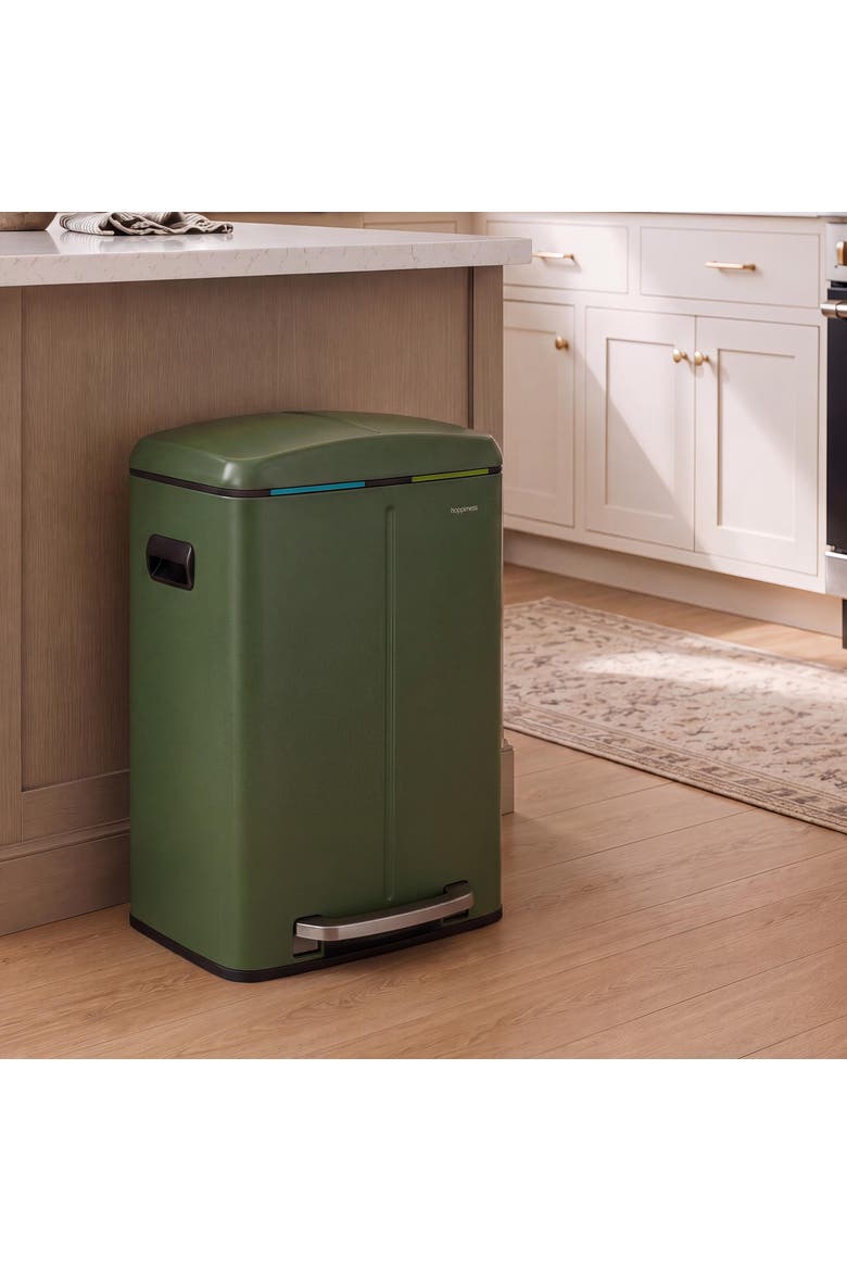 Marco Rectangular Dual Compartment Trash Can with Soft-Close Lid, Alternate, color, Pine Green