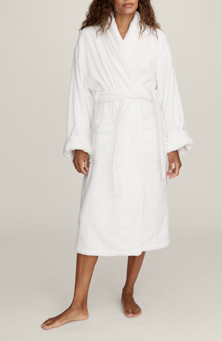 Petite Plume Luxe Cotton Terry Cloth Robe, Main, color, White