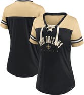 FANATICS Women's Fanatics Branded Black/Vegas Gold New Orleans Saints Blitz & Glam Lace-Up V-Neck Jersey T-Shirt