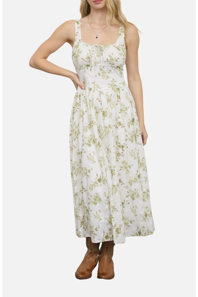 Eyelet Sleeveless Maxi Dress, Main, color, OLIVE