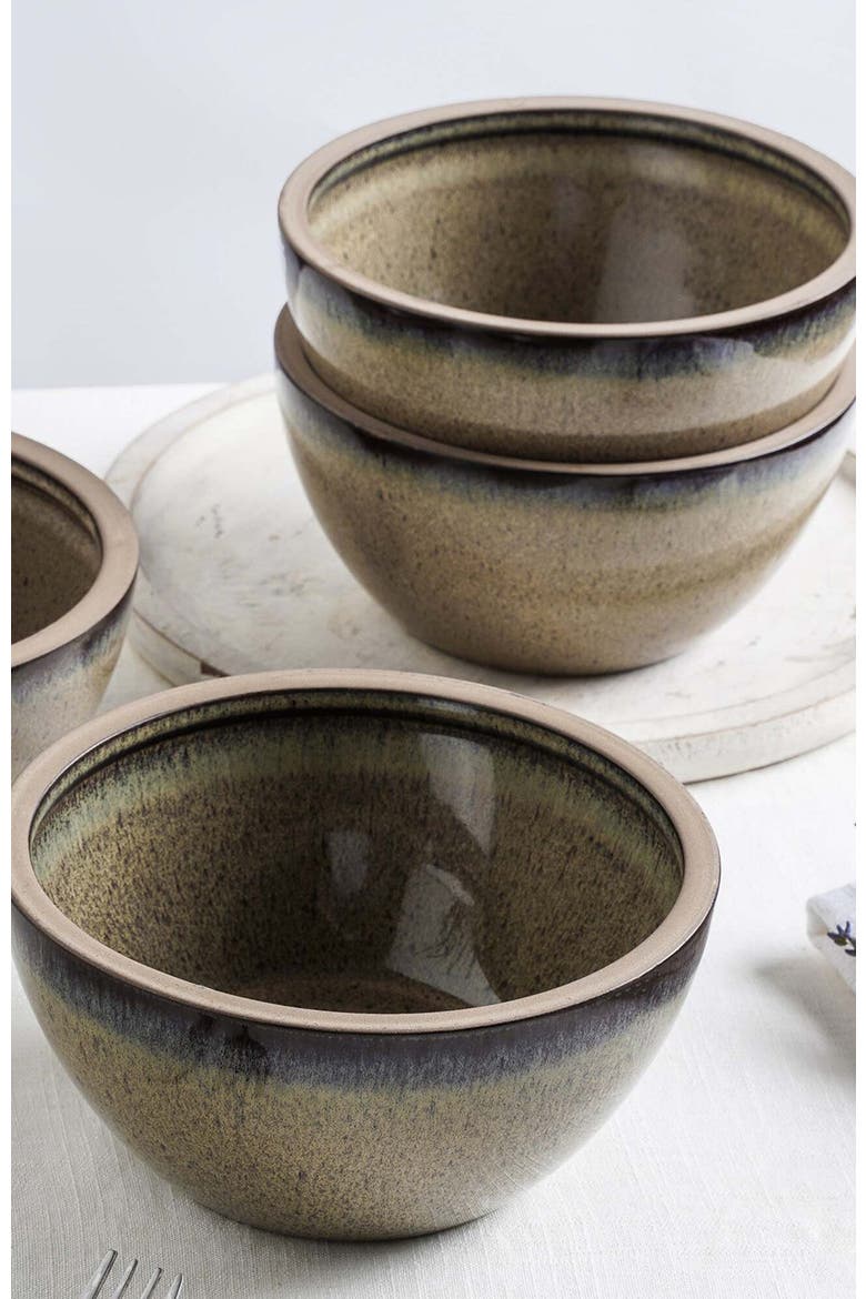 Tina Stoneware 4-Piece Bowl Set, Alternate, color, Green and Beige