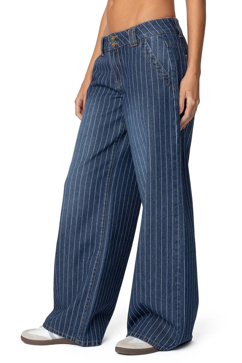 Cory Stripe Low Rise Wide Leg Jeans, Alternate, color, BLUE
