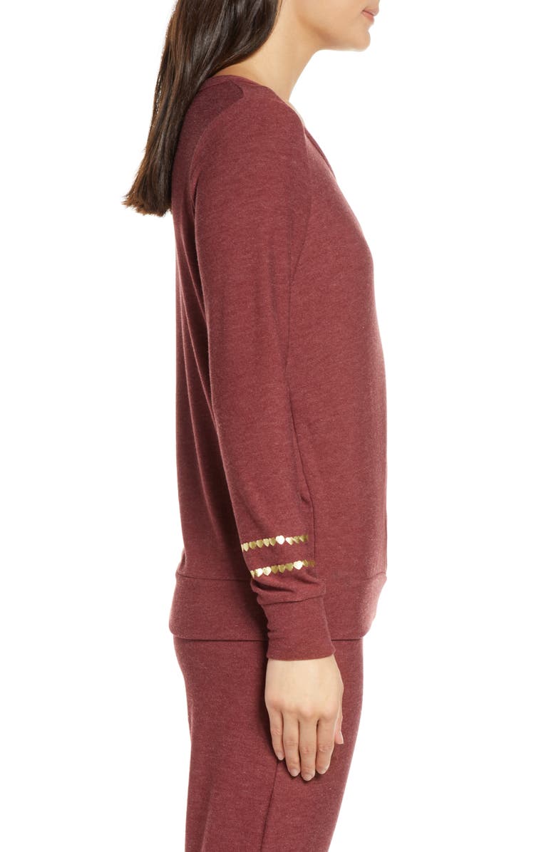 Chaser Cozy Knit Golden Heart Sweatshirt, Alternate, color,