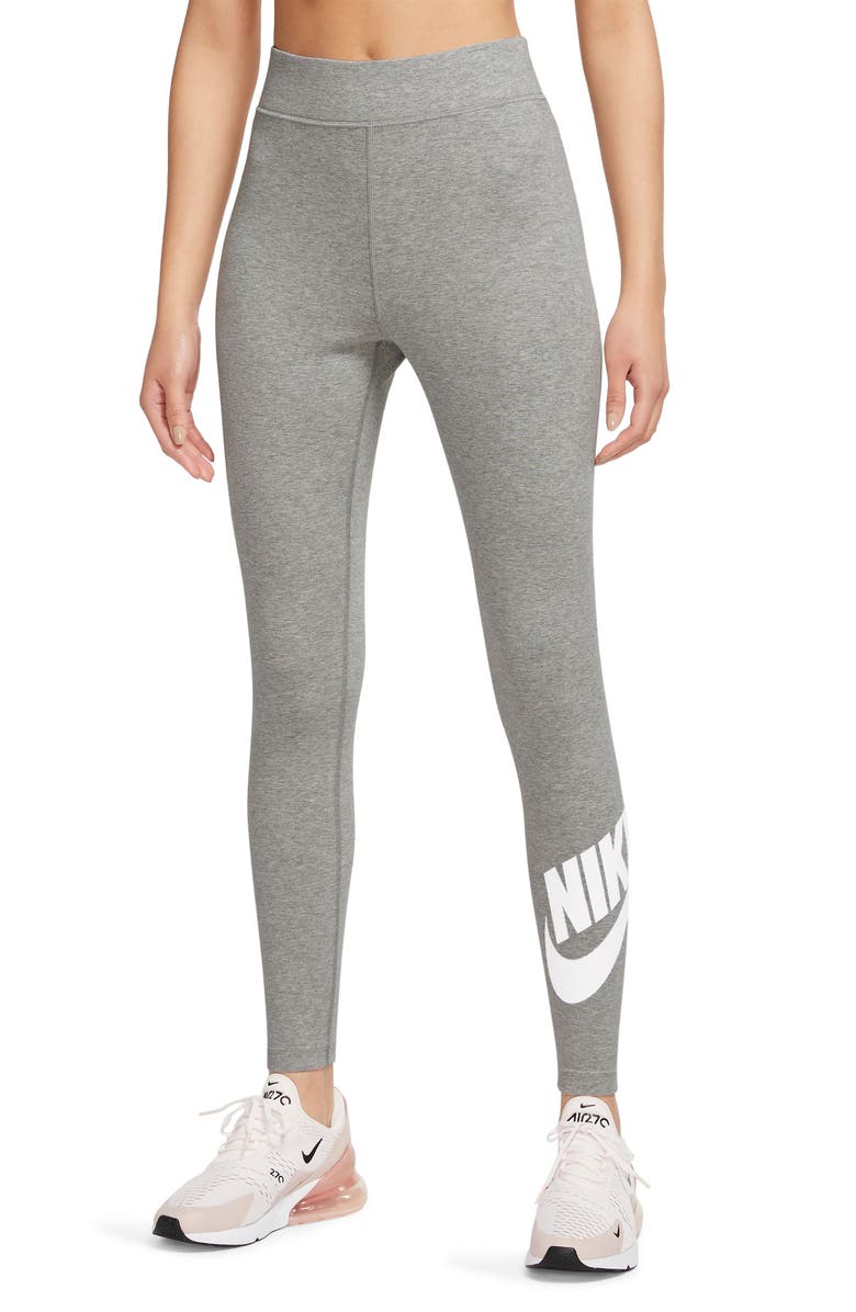Nike Sportswear Classics High Waist Graphic Leggings, Main, color, Dark Grey Heather/ White