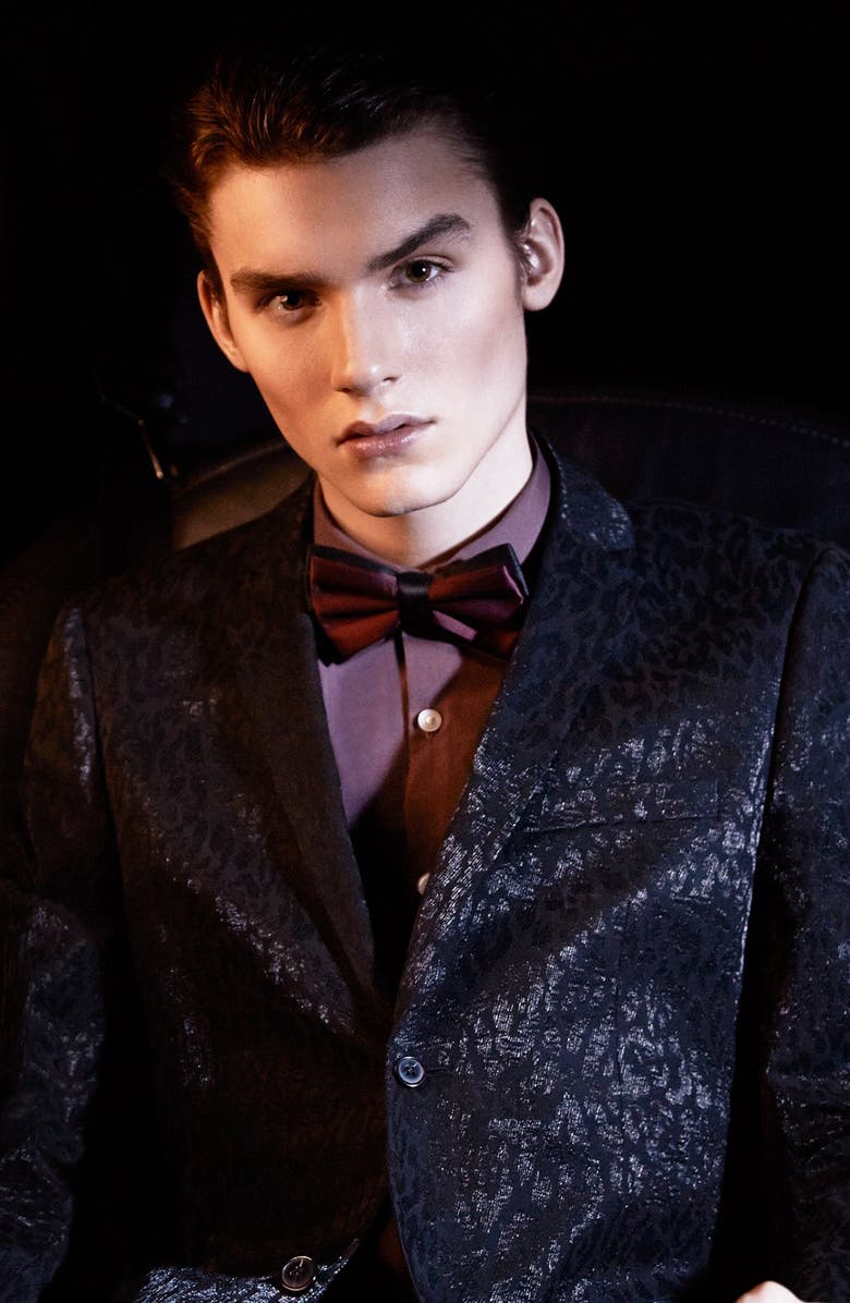 Topman Black Animal Print Skinny Fit Suit Jacket, Alternate, color, 