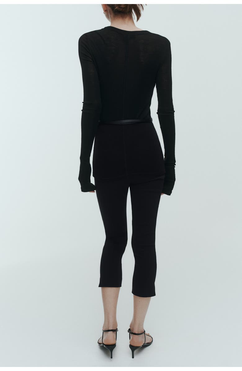 H&M Crease-leg Capri Trousers, Alternate, color, Black