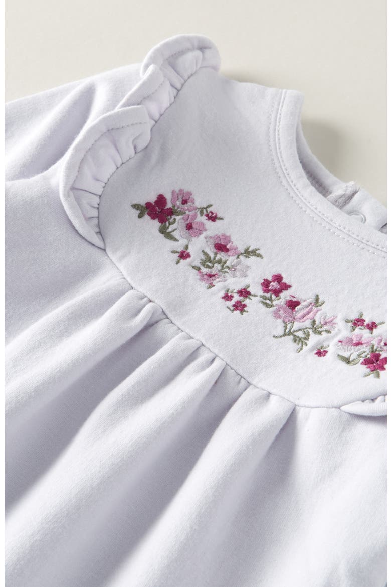 Ruffle Detail Fleece Romper, Alternate, color, PURPLE HINT INGRID FLORAL