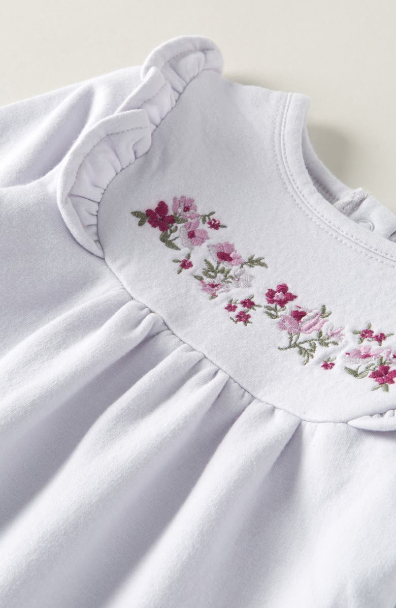 Nordstrom Ruffle Detail Fleece Romper, Alternate, color, Purple Hint Ingrid Floral