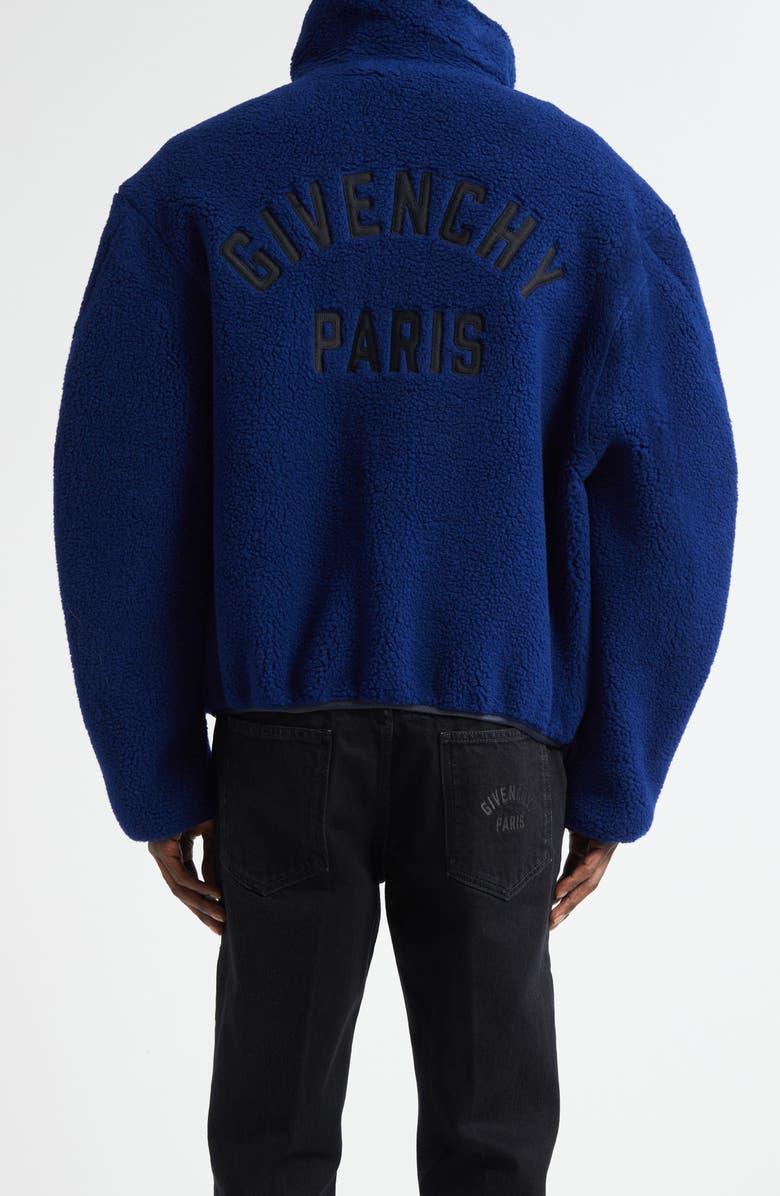 Givenchy Logo Embroidered Couture Sleeve Fleece Jacket, Alternate, color, Bright Blue