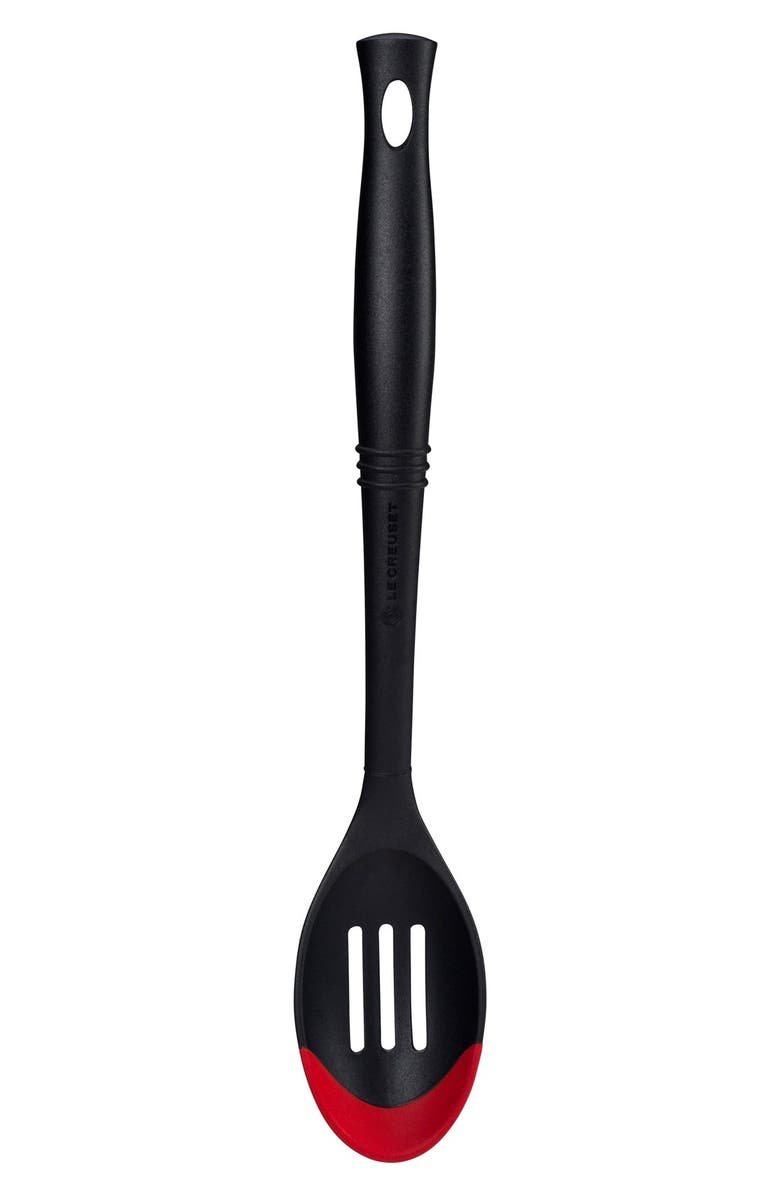 Le Creuset Bi-Material Slotted Spoon, Main, color, Cherry