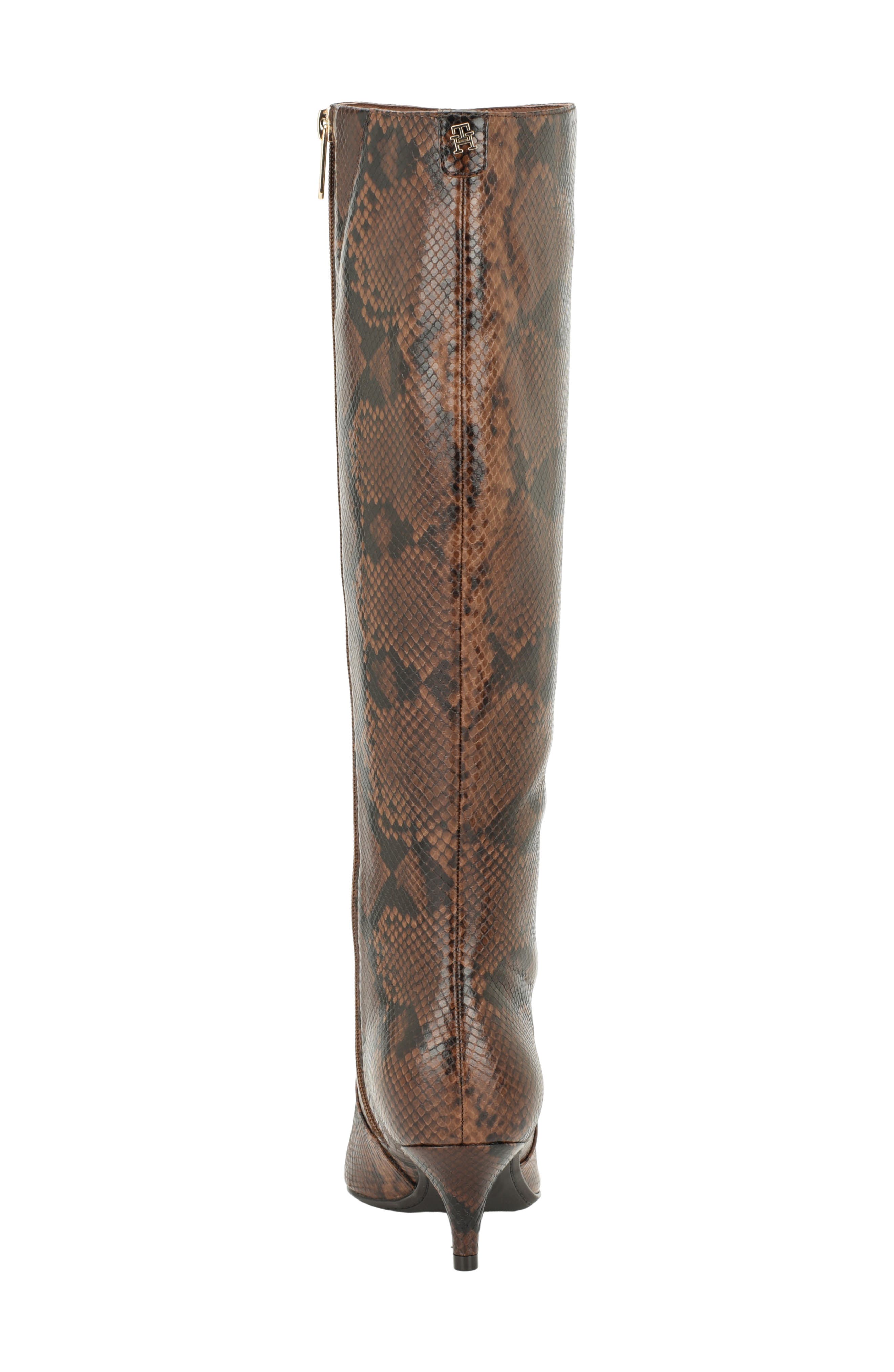 Derisa Knee High Faux Leather Boot, Alternate, color, COGNAC