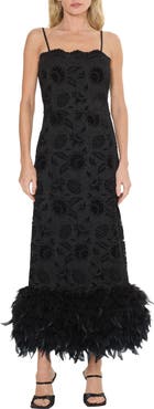 CIEBON Aurora Lace Sheath Dress with Feather Hem