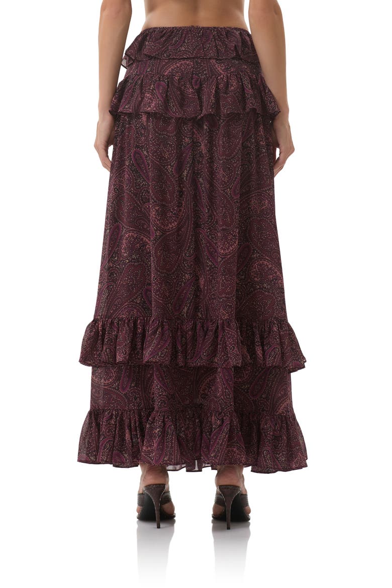 Pierre Tiered Maxi Skirt, Alternate, color, CHOCOLATE PAISLEY