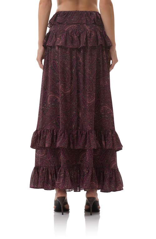 Afrm Pierre Tiered Maxi Skirt In Burgundy