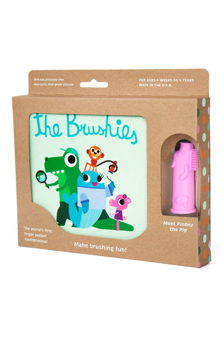 The Brushies Finger Toothbrush & Book Set, Alternate, color, PINK