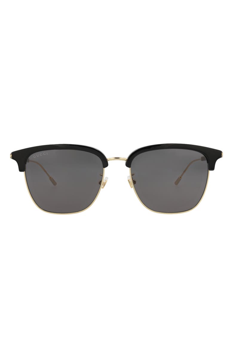 Gucci 56mm Square Sunglasses, Main, color, Black Gold Grey