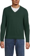 Lands' End Long Sleeve Washable Merino Wool V Neck Sweater