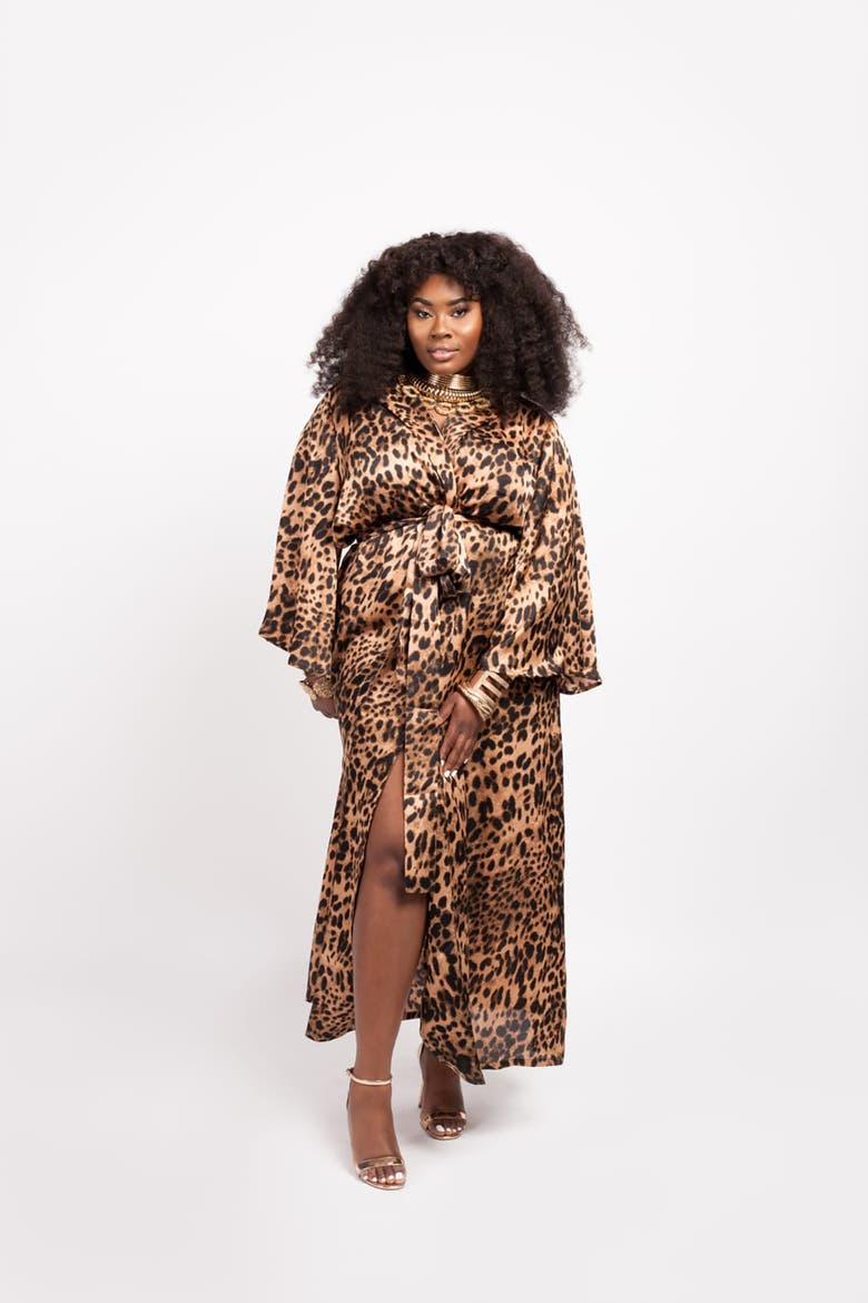 Leopard Print Kimono Dress, Alternate, color, Leopard Print